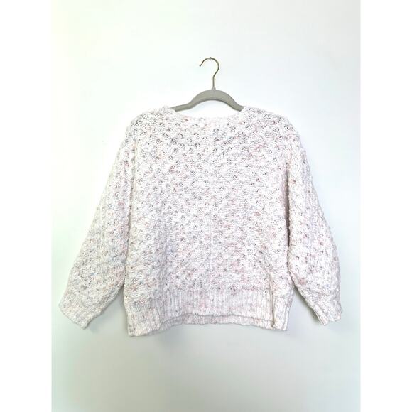 Chloe + Cyrus Textured Pastel Open Knit Cropped Sweater, Size L Boho Romantic - Picture 7 of 8